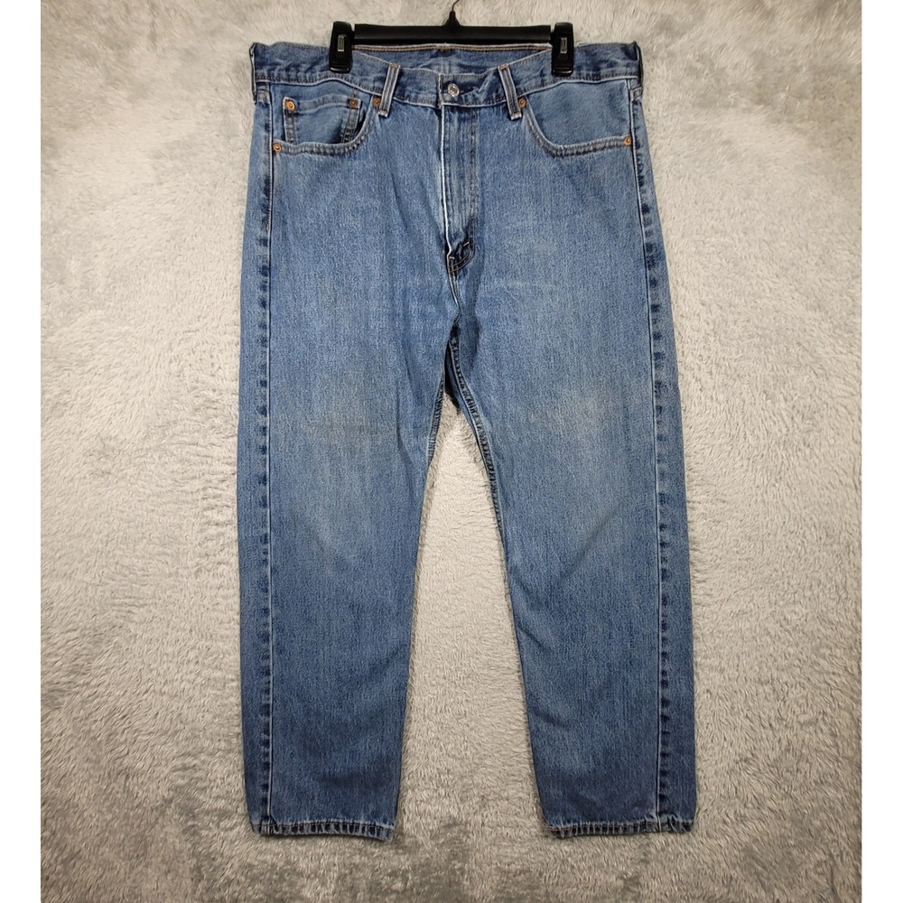 Levis 505 Regular Fit Jeans Mens 38x30 Blue Medium Wash Straight Leg Denim
